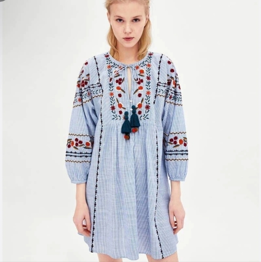 Zara embroidered dress